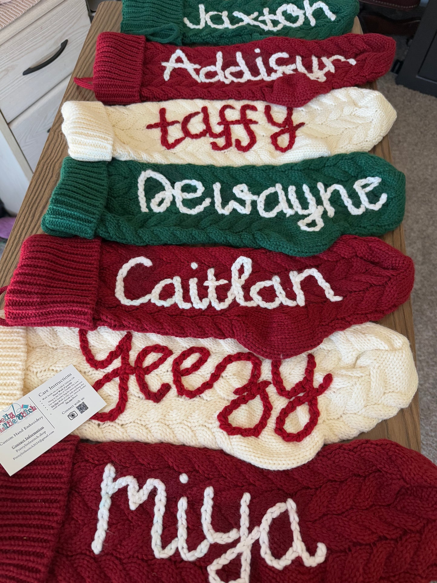 Custom Hand Embroidered Stockings