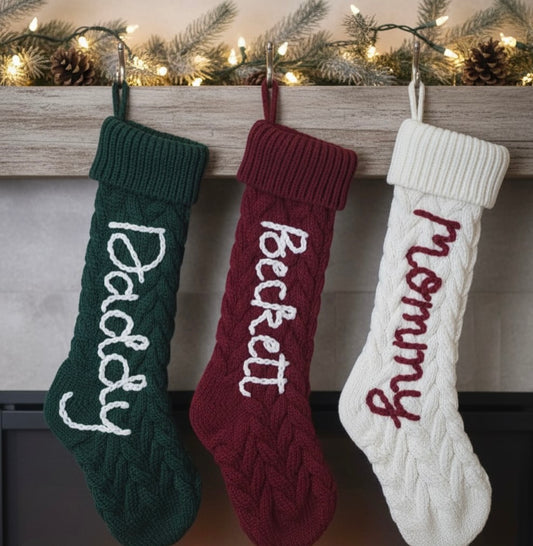 Custom Hand Embroidered Stockings
